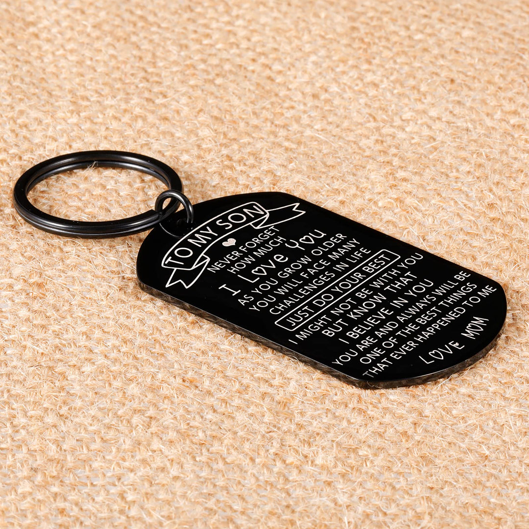 Christmas Gift for Teen Boys Men To My Son Keychain Inspirational to my Son gifts for Birthday Anniversary Graduation Gifts I Love You Son Back To School Coming of Age Gift for Him Kids