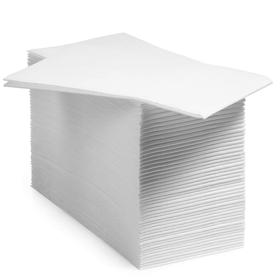 300-Pack Disposable Bathroom Napkins | Single-Use Classic Lite Linen-Feel Guest Towels, Made in USA | Cloth-Like Hand Towels, White, 12 x 17