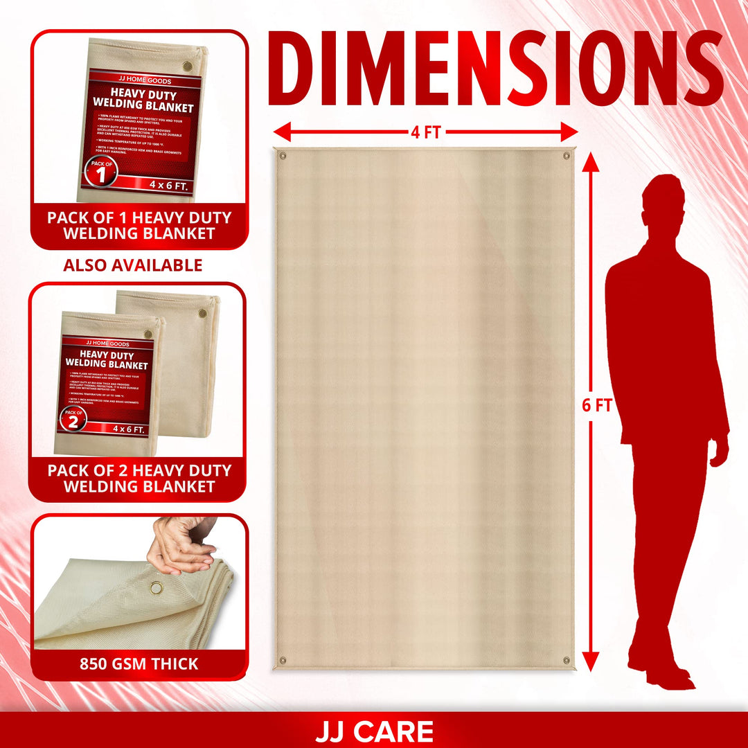 JJ CARE Welding Blanket - 1 Pack 4ft x 6ft Welding Mat 