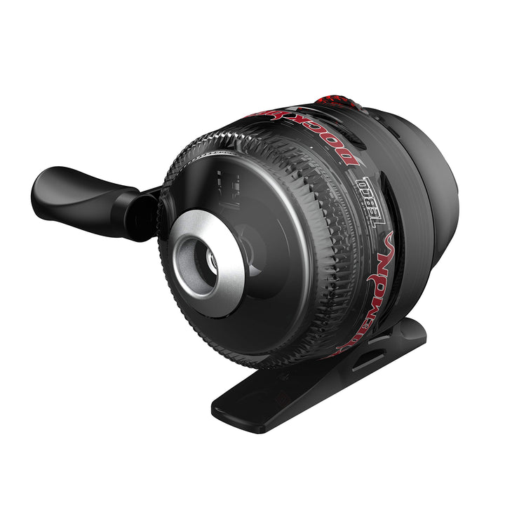 Zebco Dock Demon Spincast Reel and Fishing Rod Combo, 30-Inch 1-Piece Fiberglass Fishing Pole with EVA Handle, QuickSet Anti-Reverse Fishing Reel, Pre-Spooled with 6-Pound Zebco Line, Red, 20