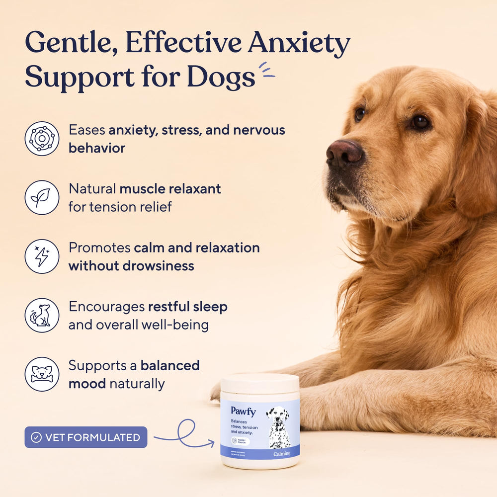 Calming Chews for Dogs | Natural Dog Calming Chews - Supports Relaxation and Calm Behavior | Helps with Thunder, Separation, Chewing & Barking | Soothing Aid for Fireworks - 30 Turkey Treats