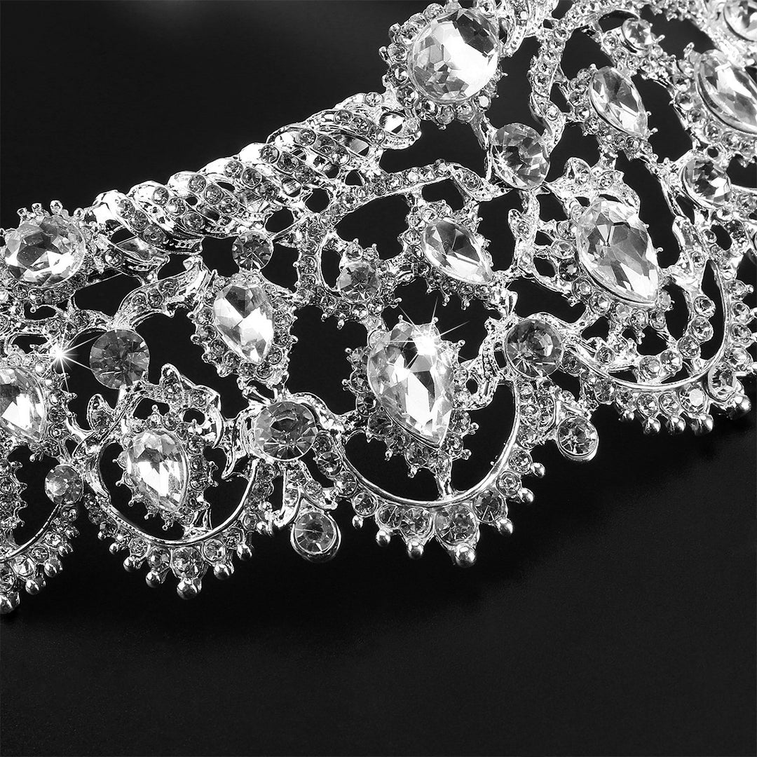 Silver Crystal Tiara Crown Headband Tiara Crown with combs Princess Crown Rhinestone Headbands Hair Accessories for Women Girls Bridal Wedding Prom Birthday Party