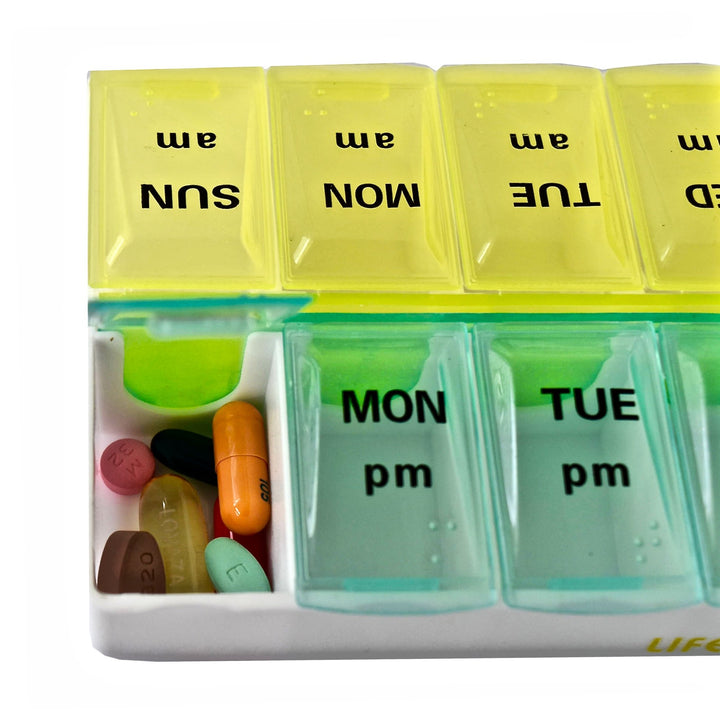 PILL BOX AM/PM LARGE WEEKLY PILL ORGANIZER BPA FREE by 
