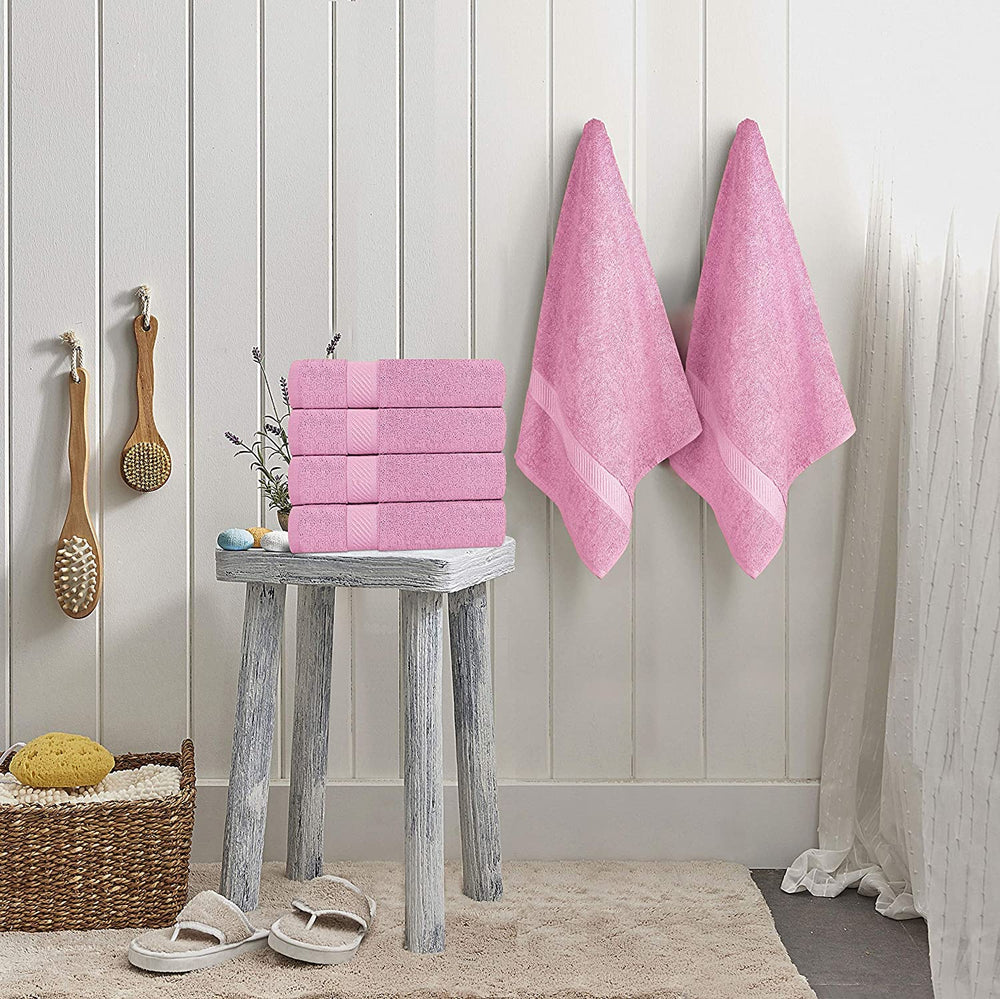 Simpli-Magic Cotton Set, Bath Towels, Pink, 24 x 46 Inches, 6 Count