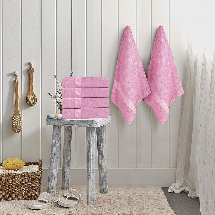 Simpli-Magic Cotton Set, Bath Towels, Pink, 24 x 46 Inches, 6 Count
