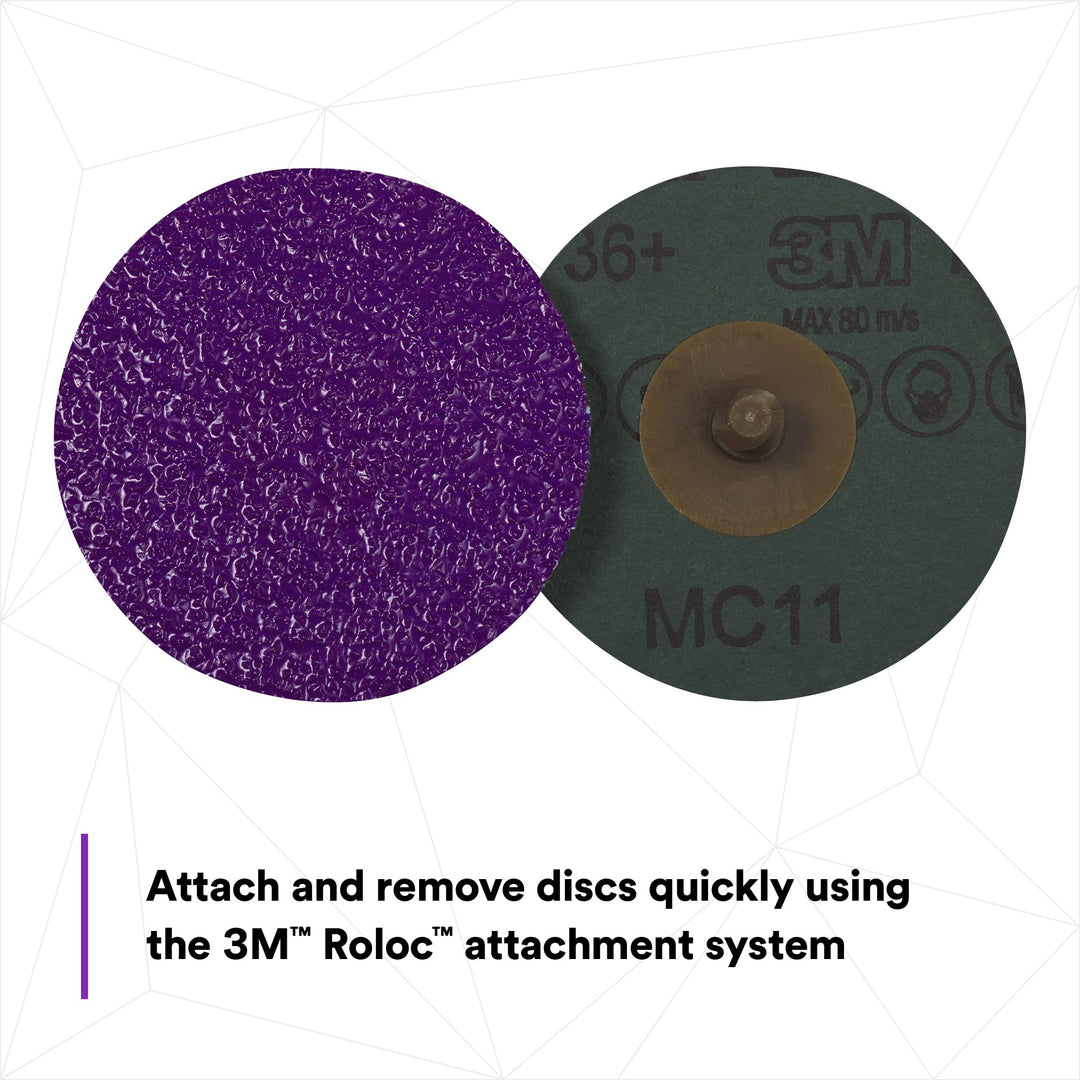 3M II Roloc Fibre Disc, 786C, 33389, 3 in, 36+ Grit, 15 Pack, High Performance, Fast Cutting, Long Lasting