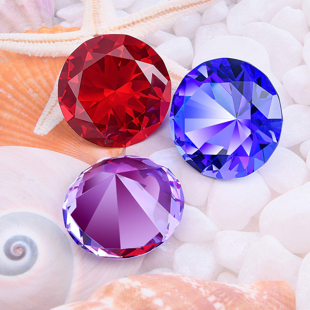 Large Crystal Diamond Paperweight with Stand Jewels Wedding Decorations Centerpieces Home Decor 3.15 inch (Blue)