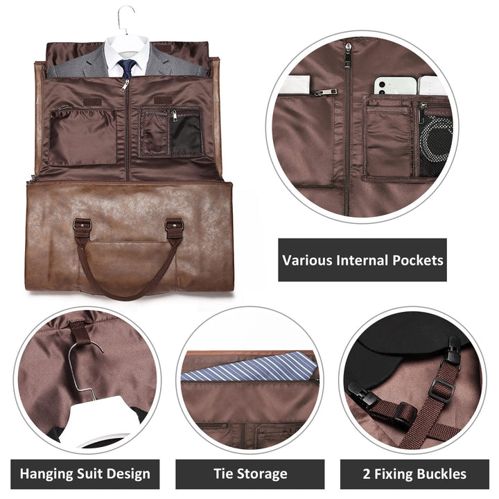 BOLOSTA Carry on Garment Bags for Travel Leather Garmen