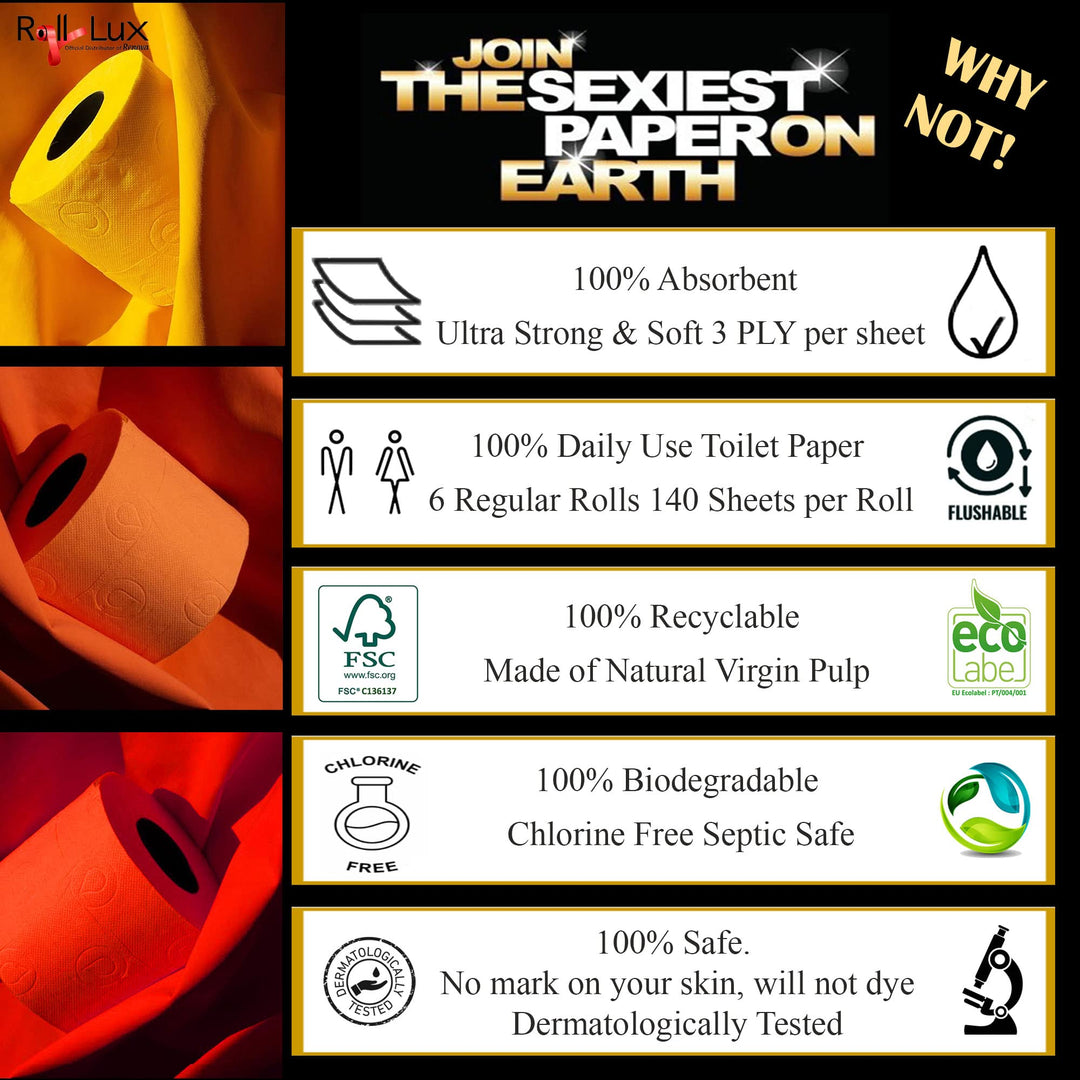 H&amp;PC-53742 3 Ply Soft Black Toilet Loo Tissue (6 Pack)