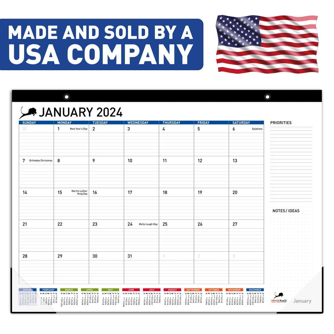 18 Month Desk Calendar 2024-2025 - Large Desktop Calender 17 x 12 - Monthly Planner for Home and Office - School and Teacher Planning Tool