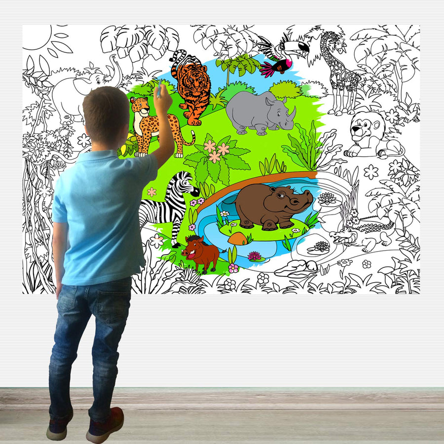 , Giant Coloring Poster - Animals Jumbo Table Wall Coloring Sheets - Super Huge Large Coloring Posters for Kids - Art Home Activities for Kids - Big Floor Pages to Color Size 38.5”x26.7”