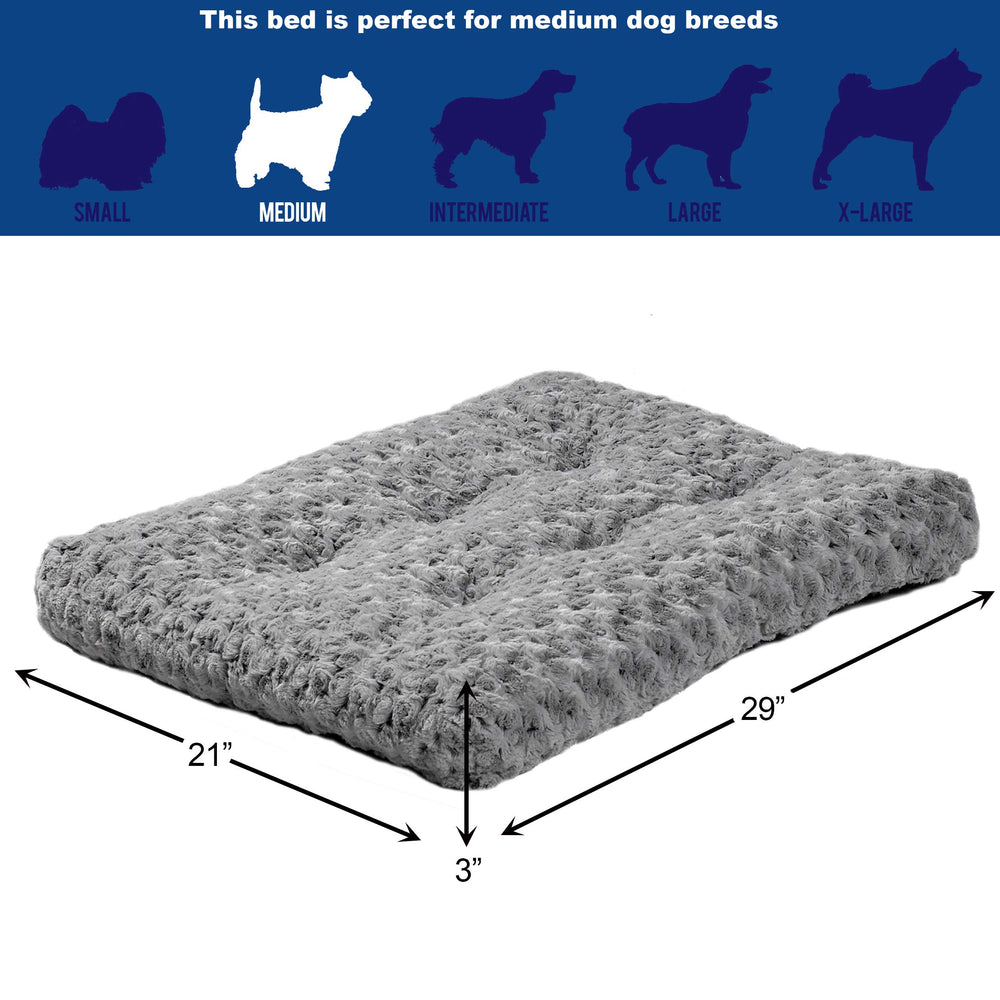 Midwest Homes for Pets Plush Dog Bed | Ombre Swirl Dog Bed & Cat Bed | Gray 29L x 21W x 2H Inches for Medium Dog Breeds, 30-Inch, Model:40630-SGB