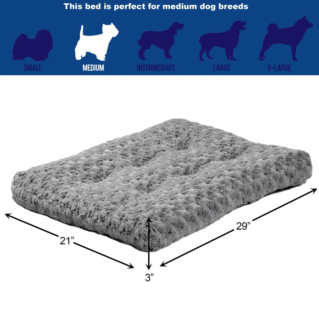 Midwest Homes for Pets Plush Dog Bed | Ombre Swirl Dog Bed &amp; Cat Bed | Gray 29L x 21W x 2H Inches for Medium Dog Breeds, 30-Inch, Model:40630-SGB