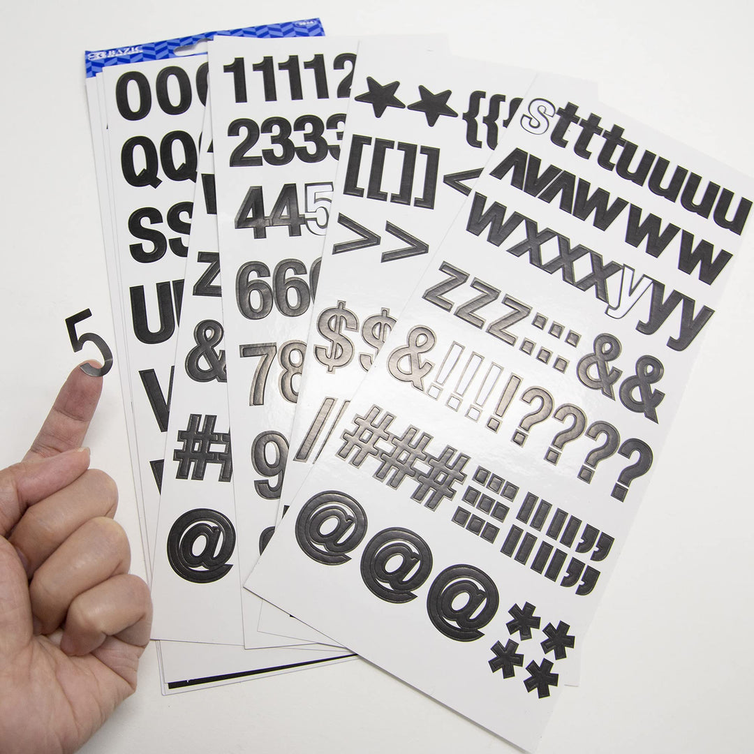 BAZIC Alphabet Numbers Stickers Black Colors, 1 A to Z 0 to 9 Self-Adhesive Sticker for DIY Cards Scrapbooks Labeling (346/Pack), 1-Pack