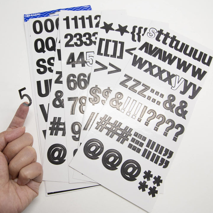 BAZIC Alphabet Numbers Stickers Black Colors, 1 A to Z 0 to 9 Self-Adhesive Sticker for DIY Cards Scrapbooks Labeling (346/Pack), 1-Pack