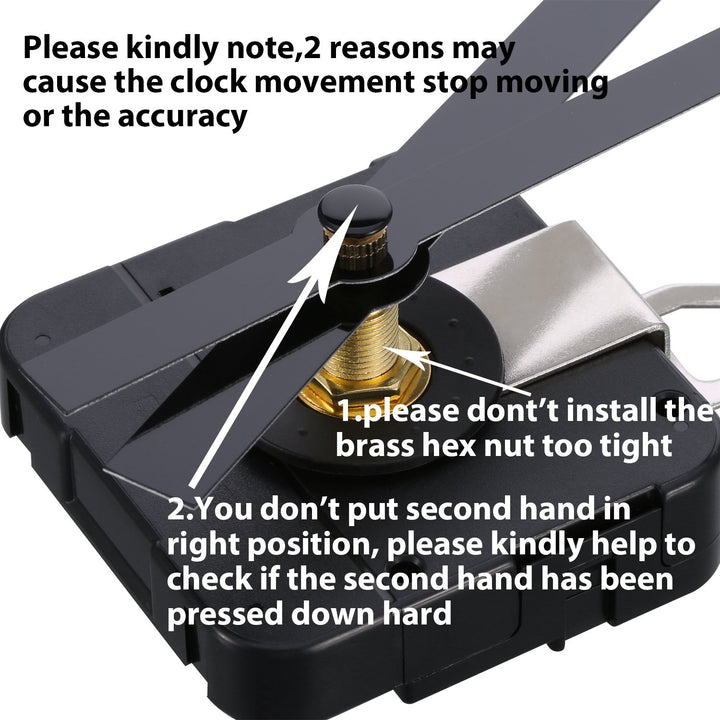 Long Shaft High Torque Clock Movement Mechanism with Long Straight Hands 250 mm/ 9.8 Inches (Black)