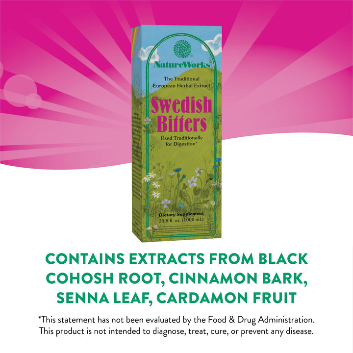 Nature&#39;s Way Works Swedish Bitters Traditional European Herbal Extract Used for Digestion, 33.8 fl. oz.