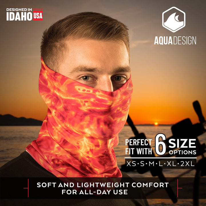 Hunting Fishing Mask Camo Multipurpose Face Tube Wind Sun Protection Shield Bandana Youth to XL Headband Gaiter, Aqua Sky, M