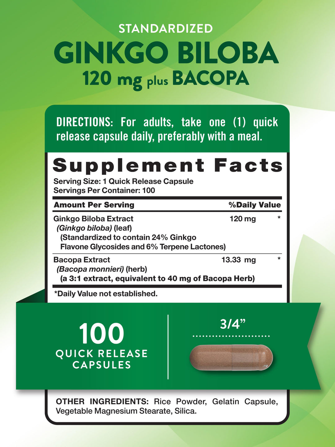 Nature&#39;s Truth Ginkgo Biloba 120mg | Plus Bacop