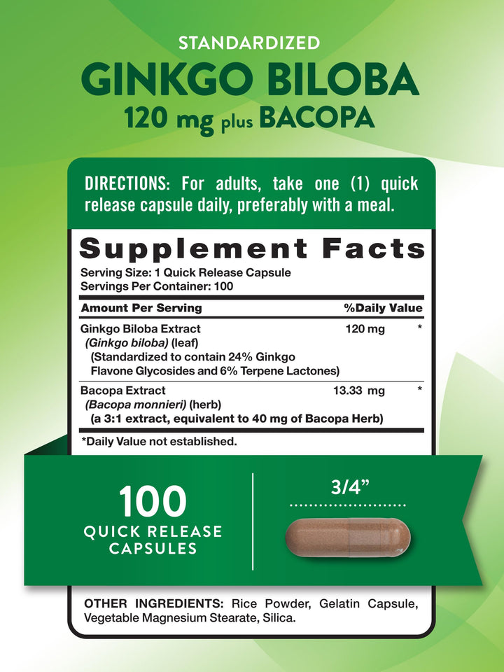Nature&#39;s Truth Ginkgo Biloba 120mg | Plus Bacop