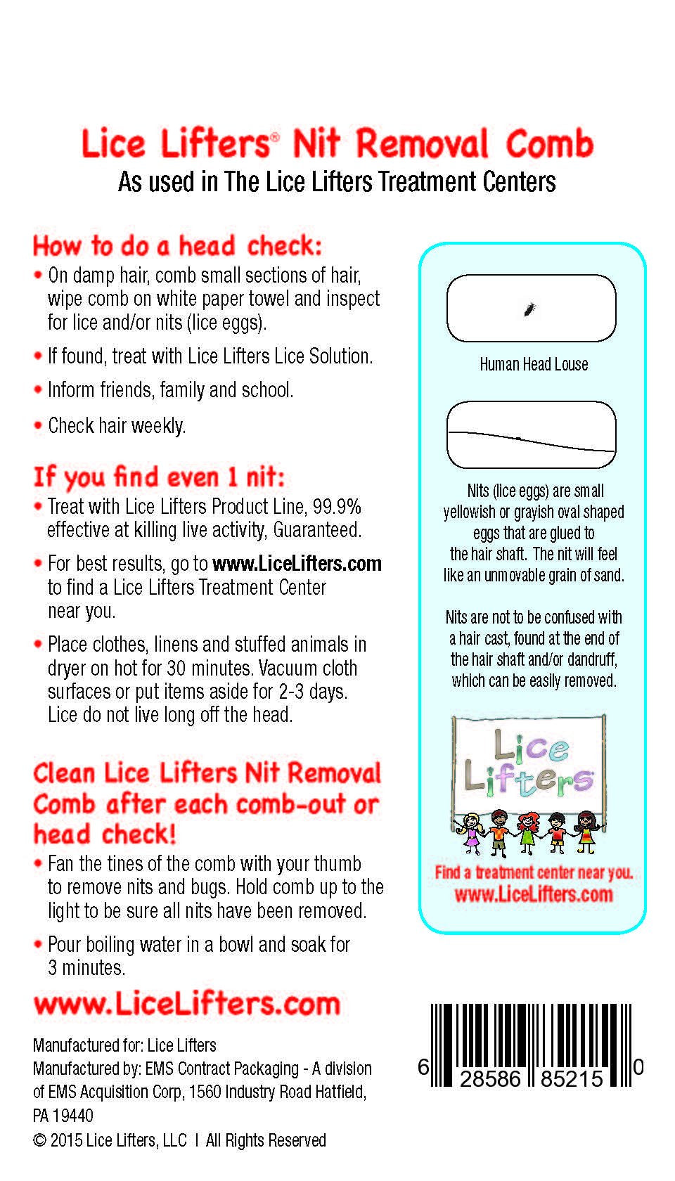 Lice Lifters Nit Removal Comb-professional Microgroved Steel Louse and Nit Comb for Head Lice Treatment, Removes Nits. Best Results If Used with Lice Lifters Lice Treatment Solution and Lice Lifters Nit Removal Mousse. Head Lice Will Be Killed in Min