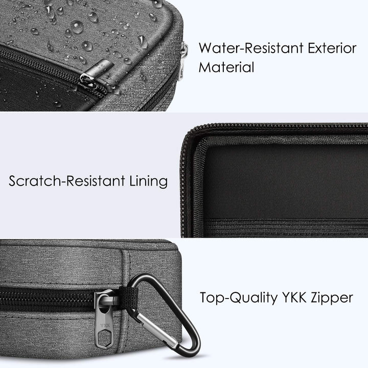 FINPAC Charger Case for Macbook, Small Electronic Organizer Bag for MacBook Power Adapter, Portable Pouch Travel Storage for Laptop Accessories, Magic Mouse, USB Drives, GoPro, Gadgets - Gray
