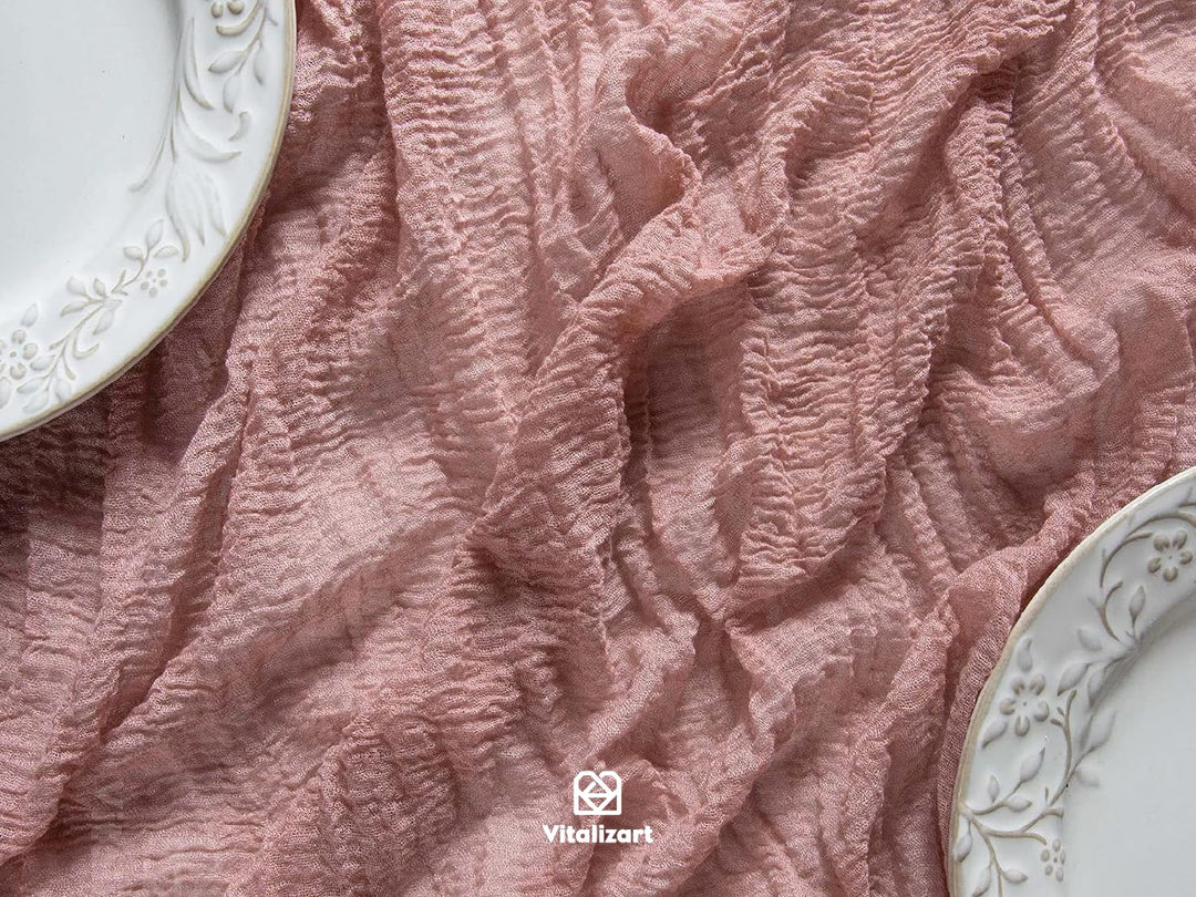 Cheesecloth Table Runner 10 Ft Gauze Boho Fabric Rustic Dusty Rose Pink Cheese Cloth Table Runner for Wedding Bridal Shower Birthday Fall Thanskgiving Decoration 120 Inches