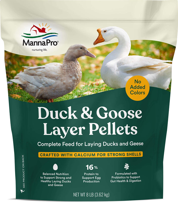 Manna Pro Duck & Goose Layer Pellets, High Protein for Increased Egg Production, Formulated with Probiotics to Supports Gut Health & Digestion, 8 lbs