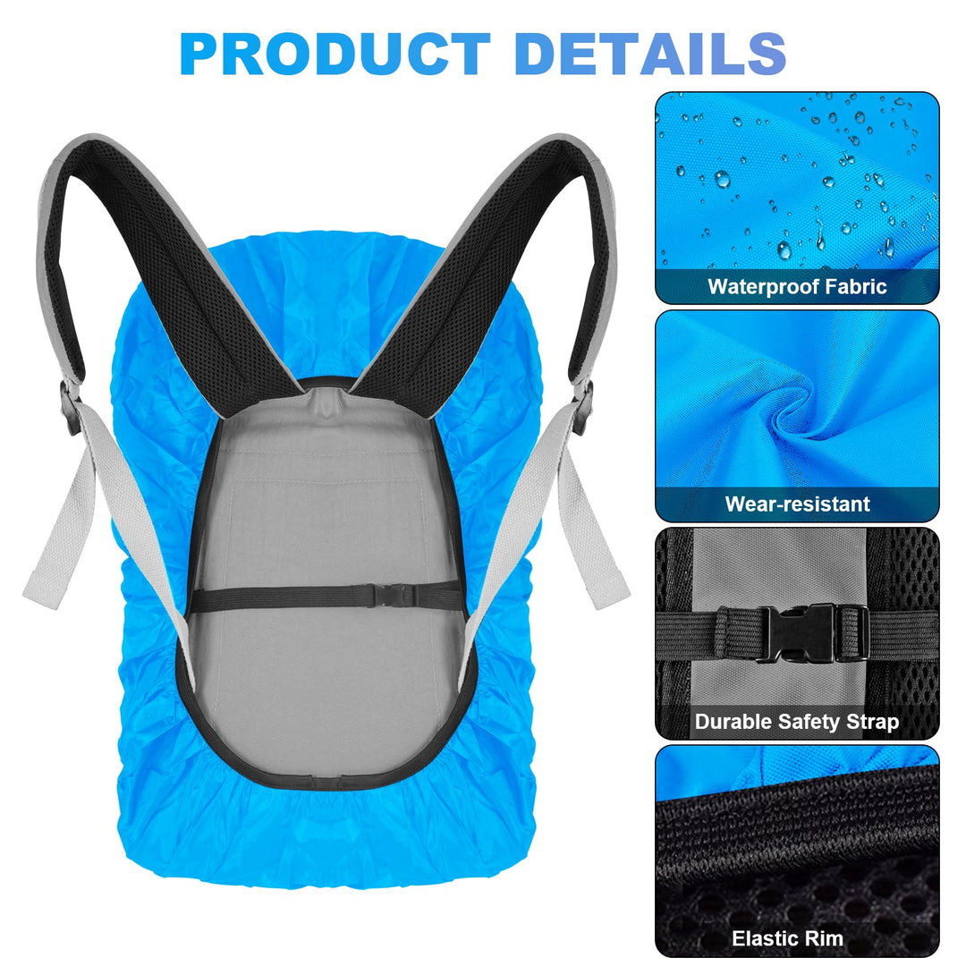 2pcs Waterproof Rain Cover for Backpack, Reflective Rainproof Protector for Anti-dust and Anti-Theft M 30L-40L Black