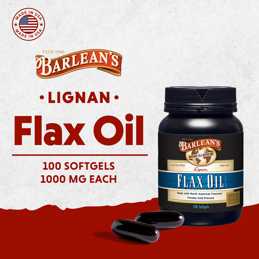 Barlean's Lignan Flaxseed Oil Softgels, Cold-Presse