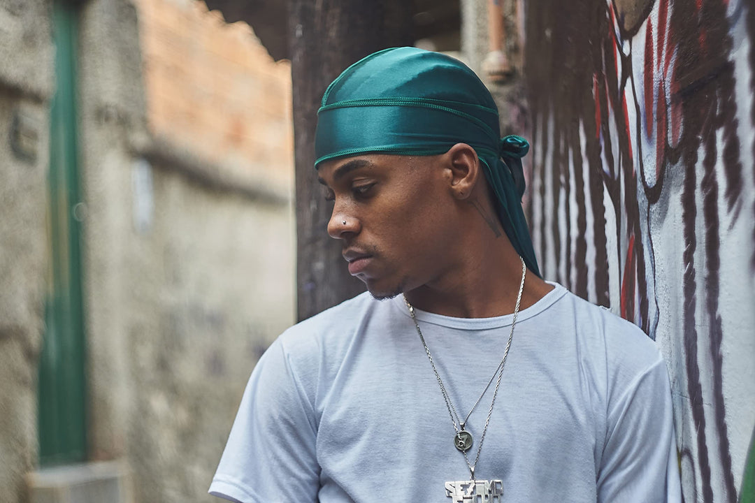 3 Pieces Silky Durags and 1 Wave Cap Pack for Men Waves, Moisture-Tech Fabric Satin Du-Rag