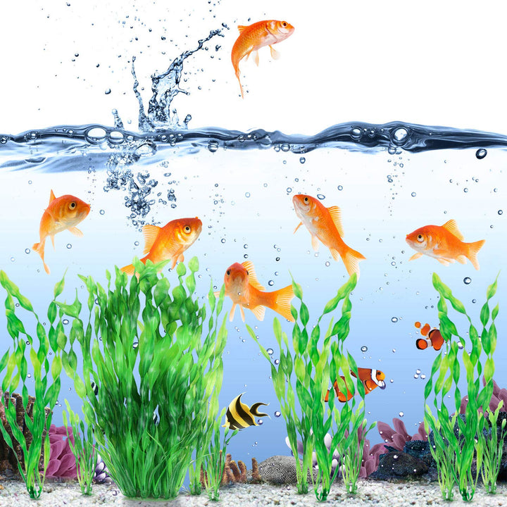 Artificial Aquarium Plants, 13 Pack Plastic Seaweed Water Plants for Fish Tanks (Green)