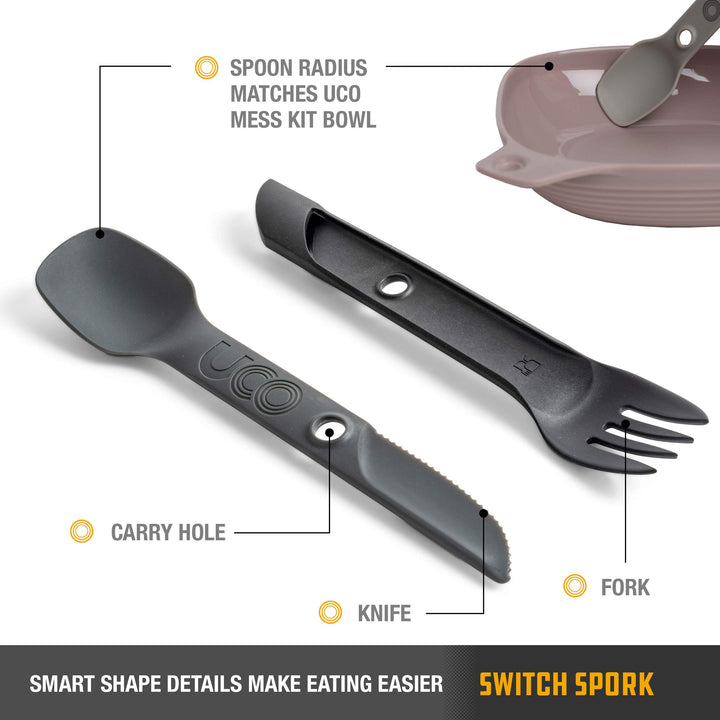 2-Piece Switch Spork Camping Spoon-Fork-Knife Utensil