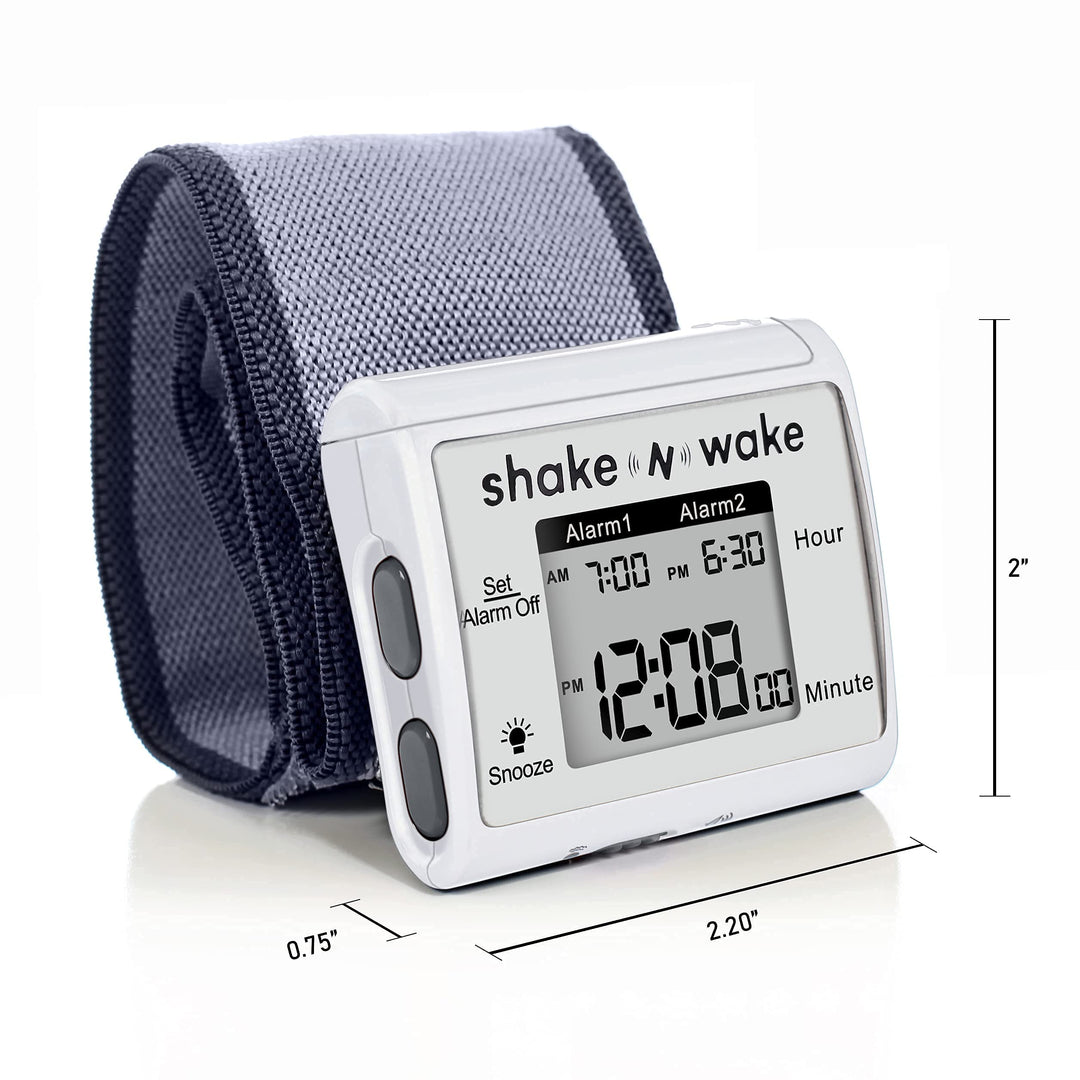Vibrating Alarm Clock - Shake N Wake - Silent Alarm Wristband Watch - with Dual Alarms