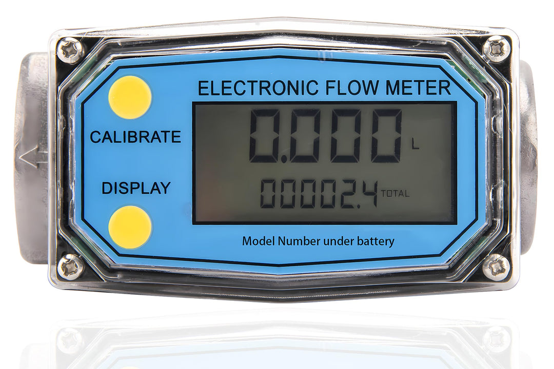 1 Flow Meter, LCD Electronic Digital Display Flowmeter,with 1-Inch NPT Inlet/Outlet, for Measure A Variety of Diesel, Kerosene, Gasoline Liquid Flow