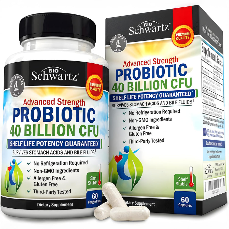Daily Probiotic Supplement with 40 Billion CFU - Gut Health Complex with Astragalus and Lactobacillus Acidophilus Probiotic for Women and Men - Shelf Stable with Prebiotics for Digestive Health