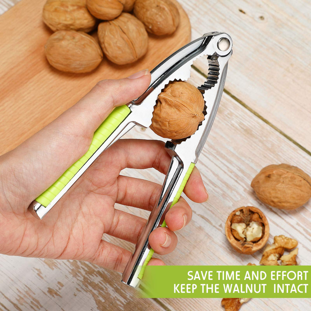 2 Pieces Walnut Cracker Tools Walnut Nutcrackers Metal Nut Shell Openers Nut Shell Breakers Crackers Kitchen Tools with Non-slip Handle for Pecans Hazelnuts Pistachio (Green)
