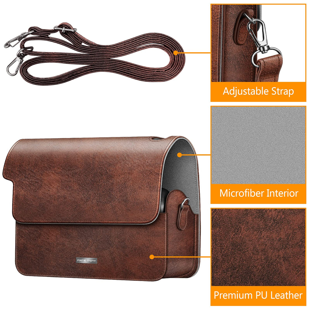 Protective Case for Fujifilm Instax Wide 300 Instant Film Camera - Premium Vegan Leather Bag Cover with Removable Strap, Vintage Brown