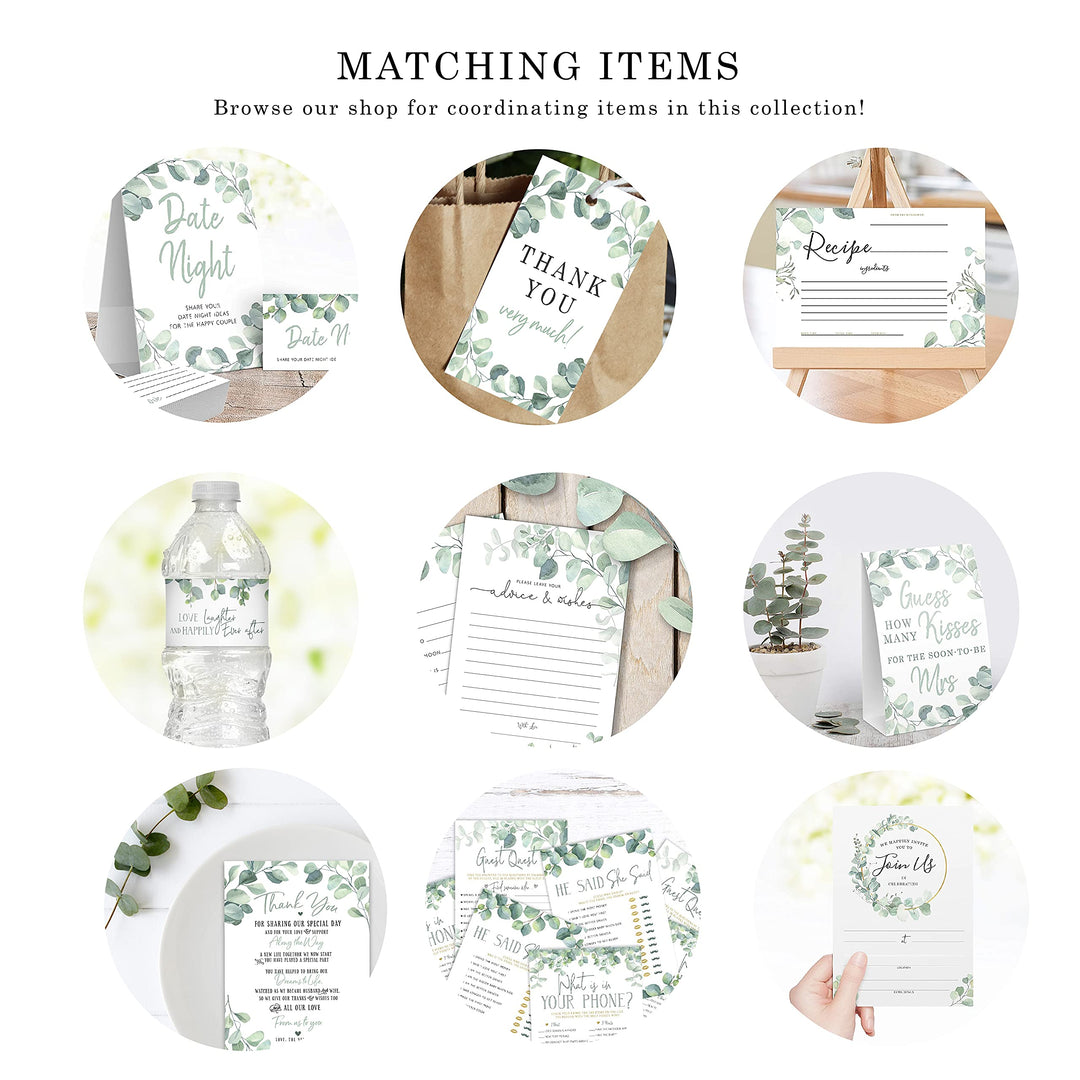 Eucalyptus Tent Cards - Food Labels for Buffet and Decorations - Perfect for Birthdays, Baby Showers, Parties - Pack of 50