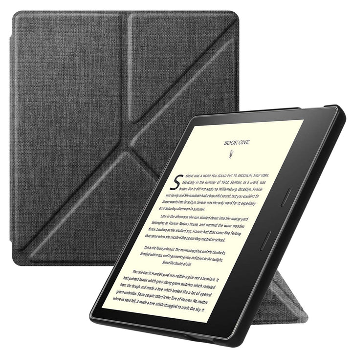 Origami Case for 7 Kindle Oasis (10th/9th Generation, 2019/2017 Release) - Slim Fit Stand Cover Support Hands Free Reading with Auto Wake Sleep, Denim Charcoal