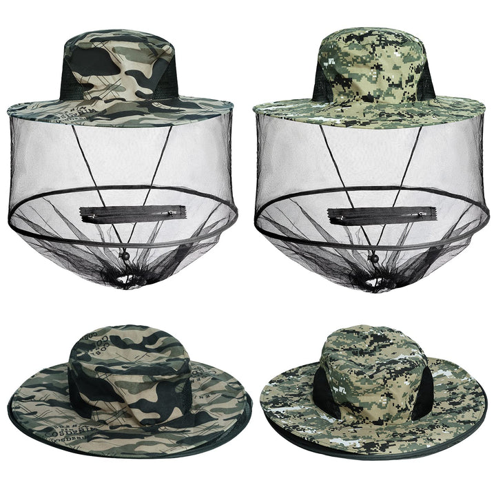 2 Pack Mosquito Head Net Hat Sun Hat Garden Bug Hat with Hidden Net Mesh for Outdoor Gardening Beekeeping