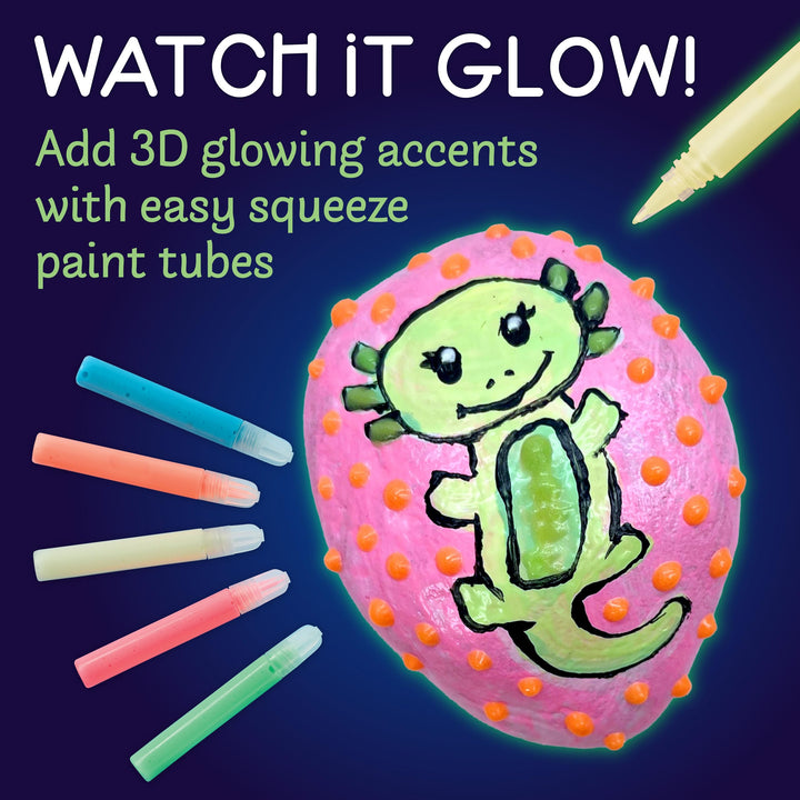 Glow in the Dark Rock Painting Kit: Crafts for Kids Ages 6-8+, Painting Rocks Arts and Crafts, Kids Gift