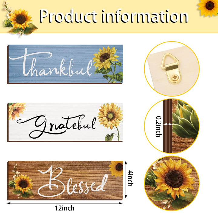 3 Pcs Sunflower Gifts Sunflowers Home Decor Thankful Gr