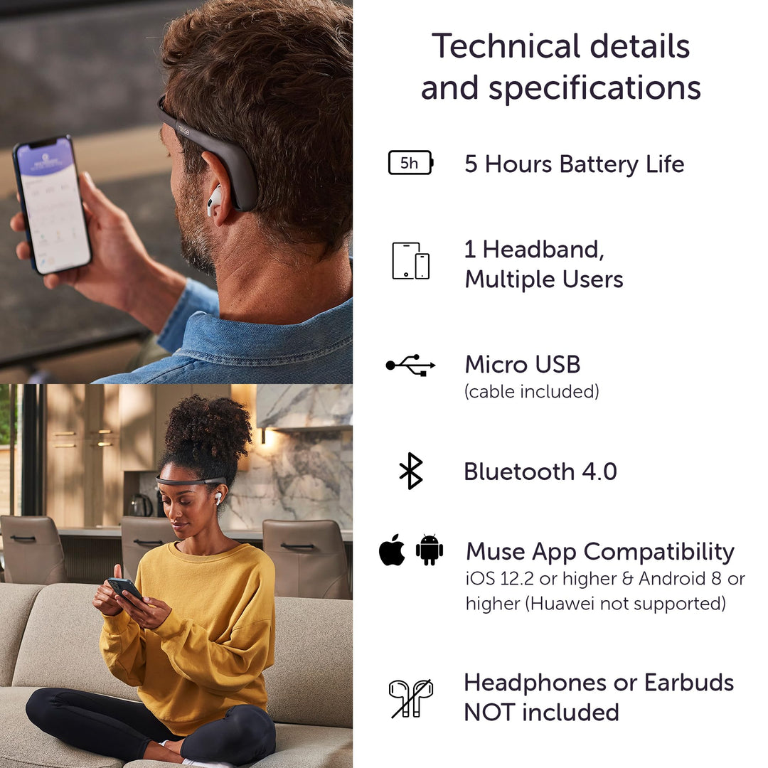 2: Smart Meditation Headband | Mindfulness &amp; Relaxation Aid with Real-Time Sound Feedback | Multi Sensor Biofeedback Devices for Home Use with Responsive Sound Feedback Guidance