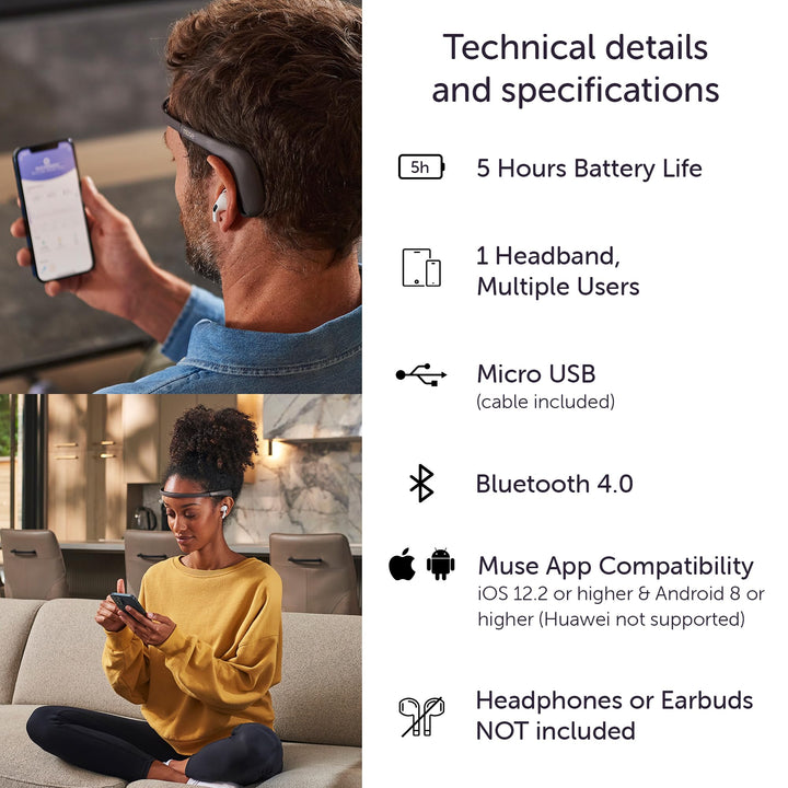 2: Smart Meditation Headband | Mindfulness &amp; Relaxation Aid with Real-Time Sound Feedback | Multi Sensor Biofeedback Devices for Home Use with Responsive Sound Feedback Guidance