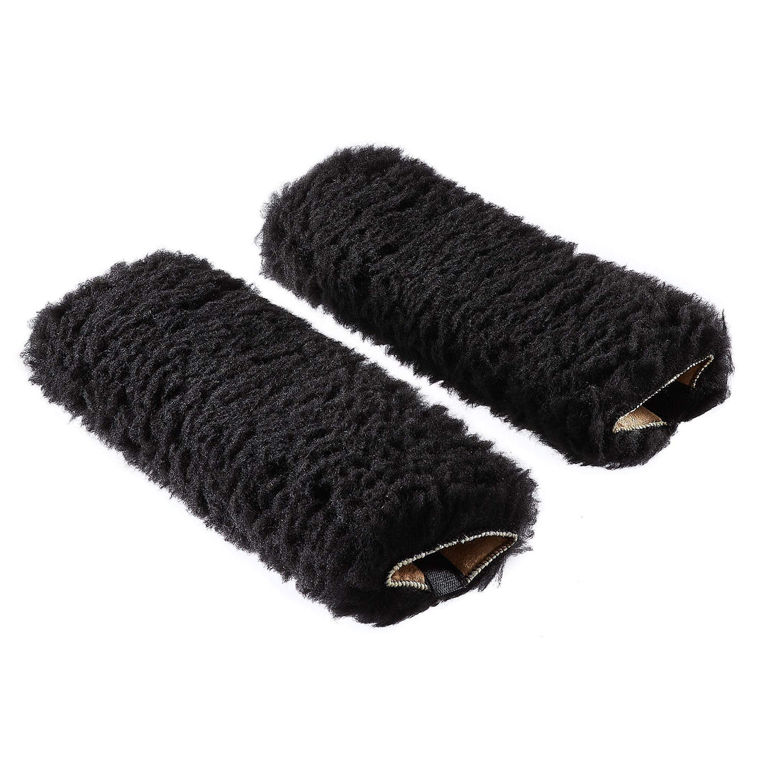 PrimeMed Comfort Wheelchair Armrest Pads - Black Faux Wool Pad (1 Arm Cushion)