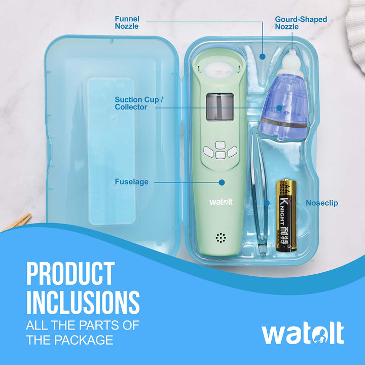 Watolt Baby Nasal Aspirator - Electric Nose Suction for Baby - Automatic Booger Sucker for Infants - Battery Powered Snot Mucus Remover for Kids Toddlers