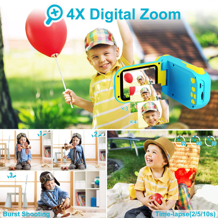 Kids Camera Video Camcorder - Digital Camera for Kids, 12M 1080P Toddler Camera Toys for Boys Girls, Birthday Idea for kids with 32G TF Card