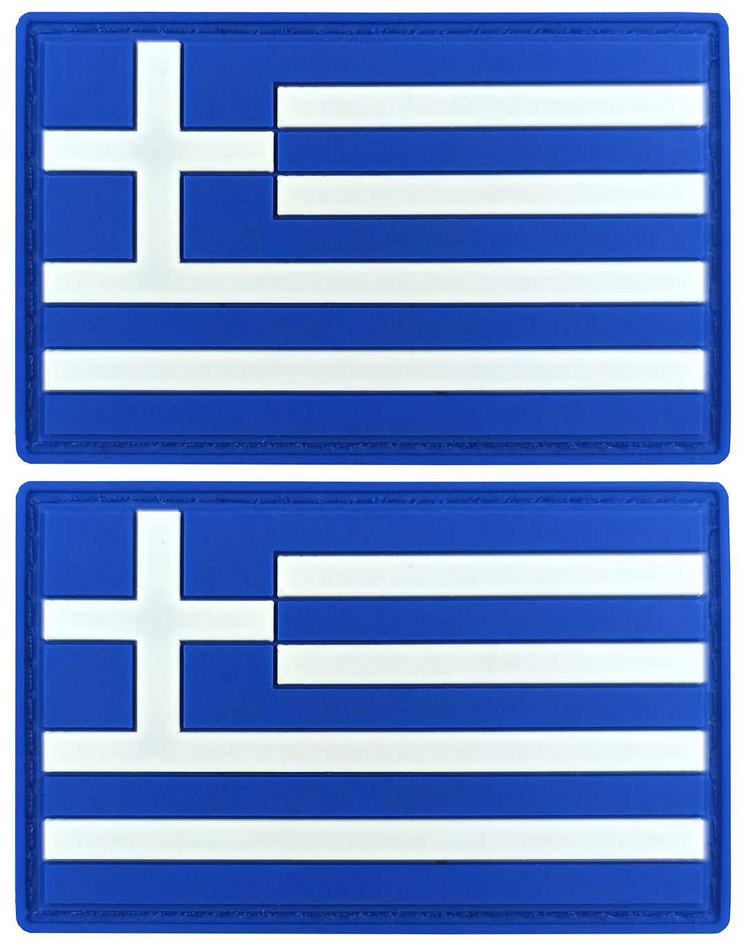 Greece Flag Patch Greek Tactical Patch - PVC Rubber Hook and Loop Fastener Patch, 2 Pack