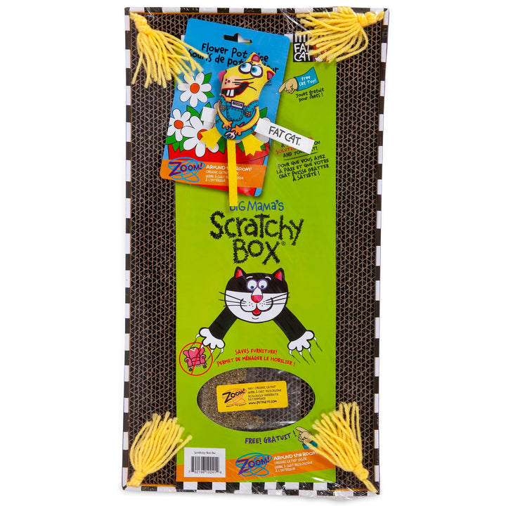 FAT CAT Big Mama&#39;s Scratch Cat Toy Box Includes 100% Organic Catnip Grown In The USA